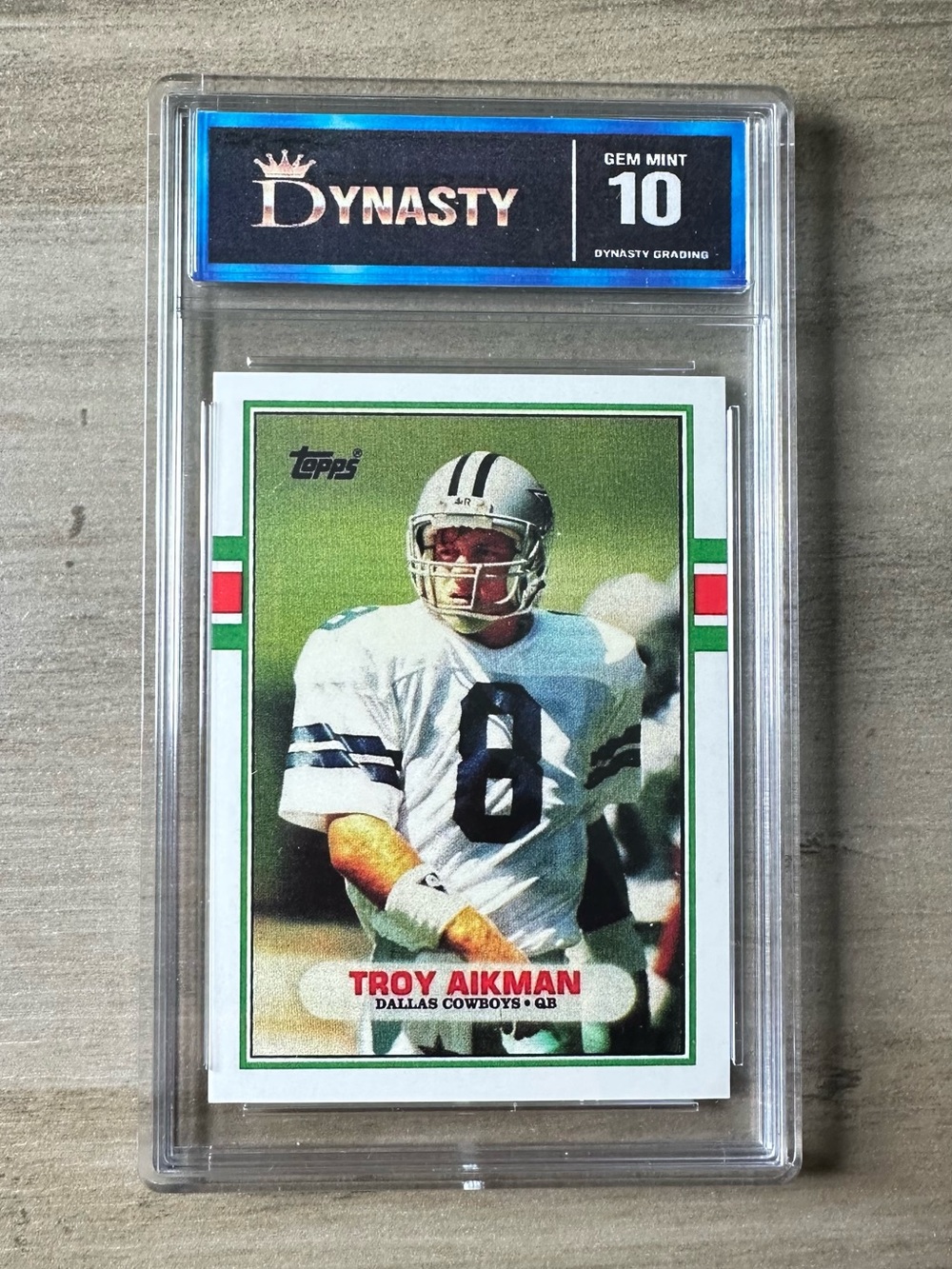Troy Aikman Rookie 1989 Topps #70T Gem Mint 10 Novelty Football Card.